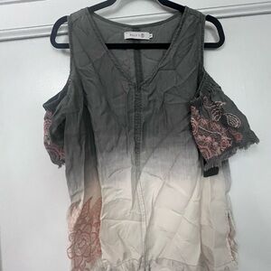 Cream Asymmetrical Ruffled Blouse